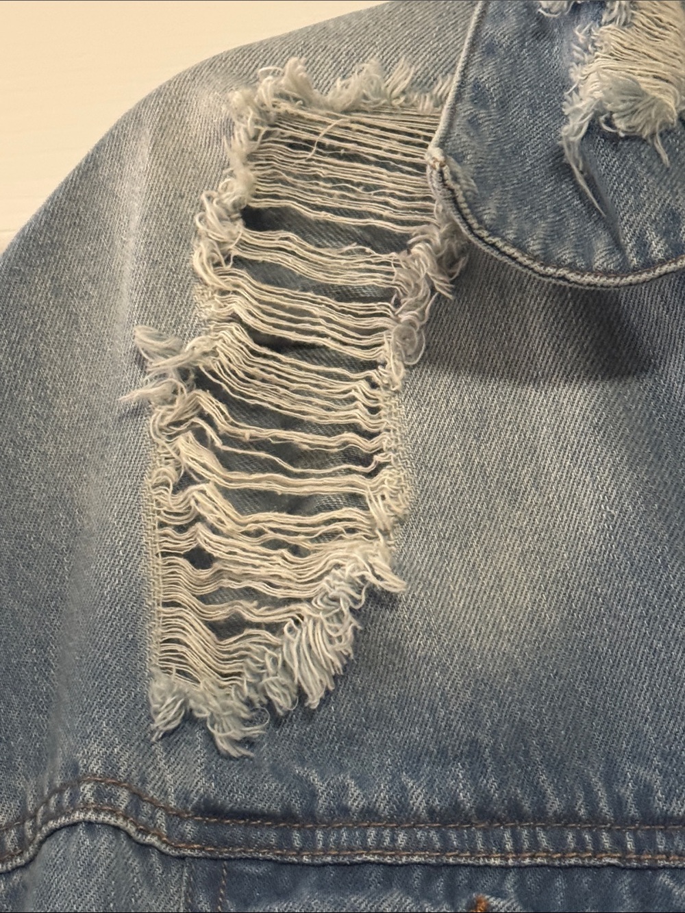 Distressed Light Blue Denim Jacket - Picture 3 of 7